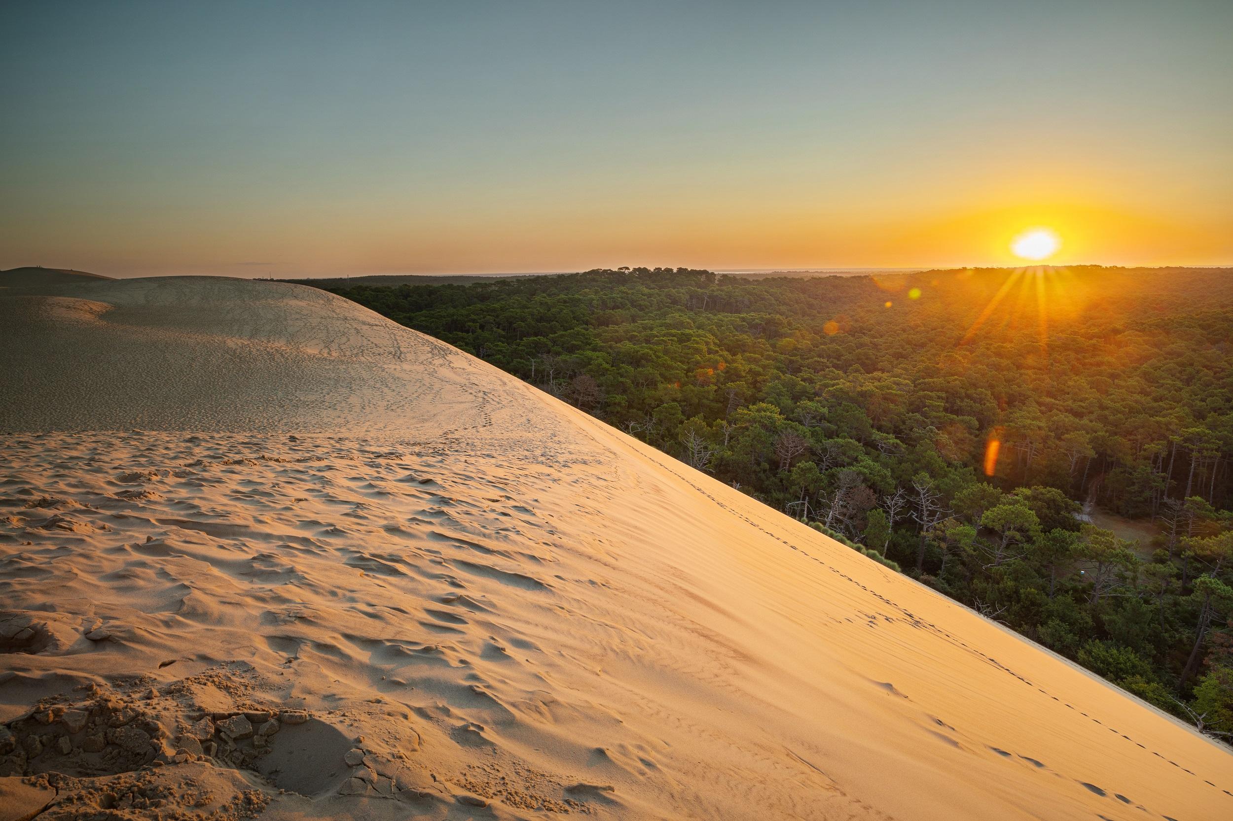 Frankreich Sonnenuntergang auf der Düne von Pilat