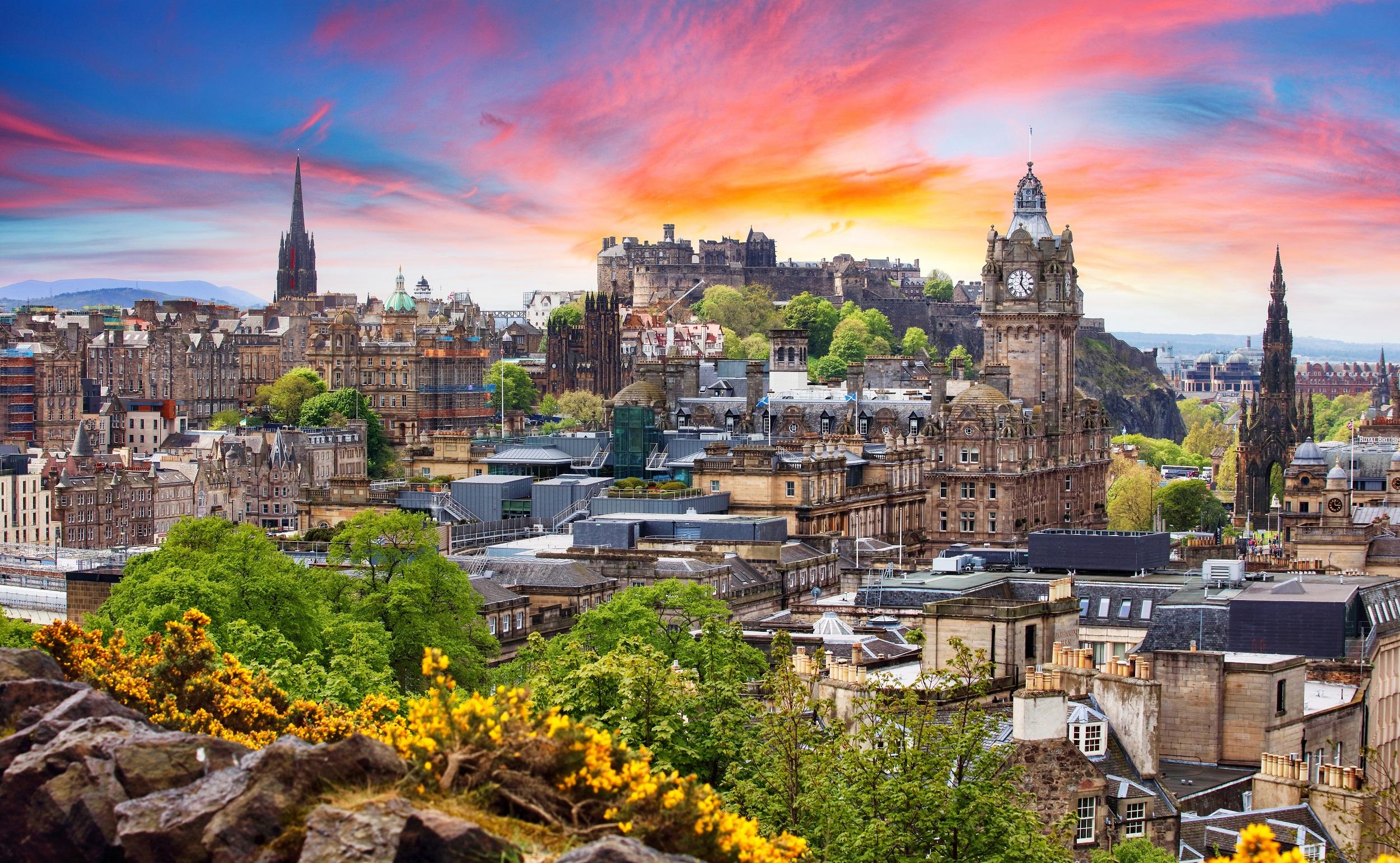 Schottland Edinburgh Schloss Sonnenuntergang